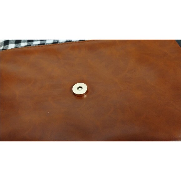 Funky Monkey Clutch Purse "Fold-Over" Black Check Leather - Picture 8 of 10